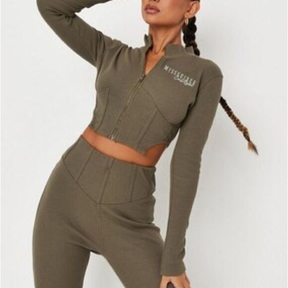 NWT MISSGUIDED x Carly Bybel Rib corset high waist legging size 8 - Picture 3 of 11